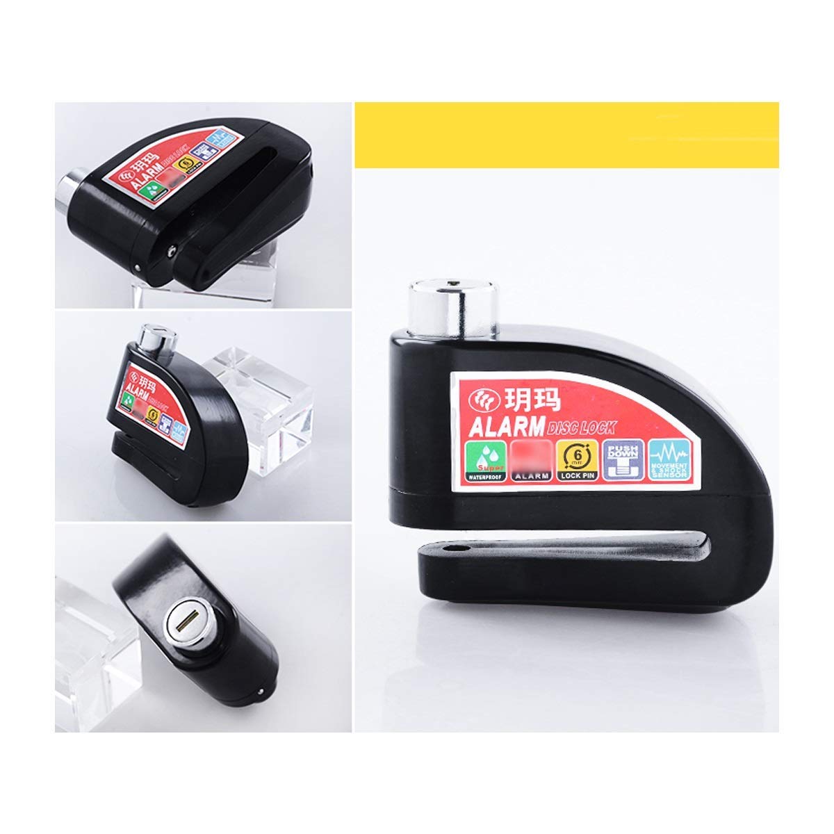 Serrure de moto antivol et bloque disque avec alarme sonore puissante MU Noir