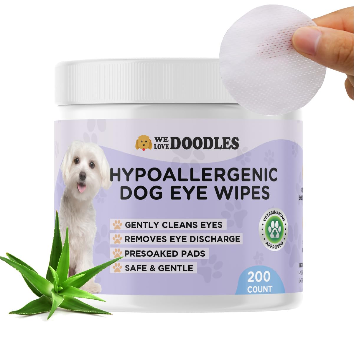 We Love Doodles Dog Eye Wipes - Gently Clean Eyes with Pre-Soaked Eye Wipes for Dogs, Effective Tear Stain Remover for Dogs, Safe Pet Eye Wipes for