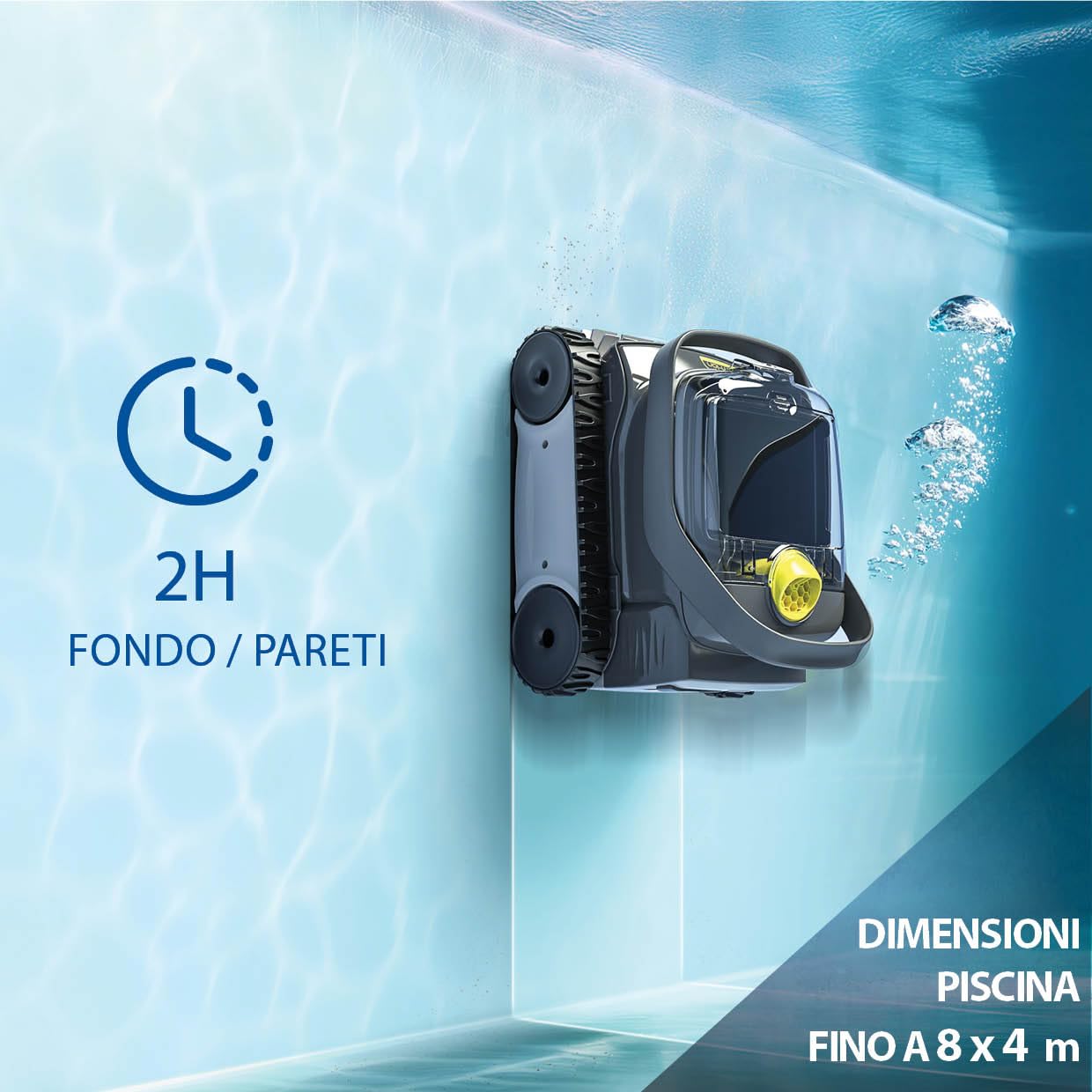 ZODIAC Pixel OP 32 robot elettrico senza fili, pulisce il fondo e le parenti, per piscine fino a 8x4m. Batteria al litio, filtrazione fine, spazzolatura, finestra transparente