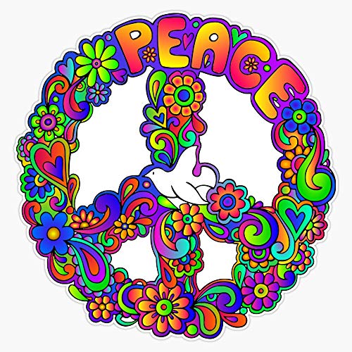 Flower Power Retro Hippie Peace Symbol Vinyl Waterproof Sticker Decal Car Laptop Wall Window Bumper Sticker 5