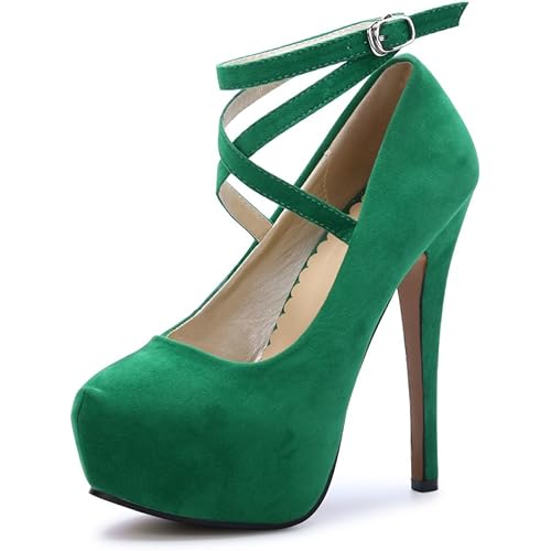 OCHENTA Women's Ankle Strap Platform Party Closed Toe Dress High Heels Pumps