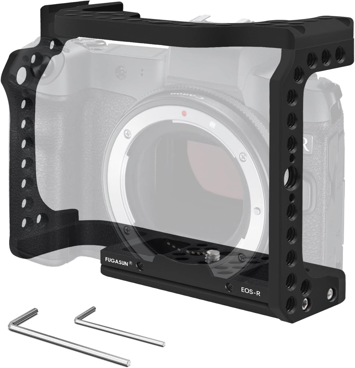 FUGASUN EOS R Camera Cage, EOS R Cage For Canon EOS R Camera Case Camera Rig Cold Shoe (EOS R Camera Cage)