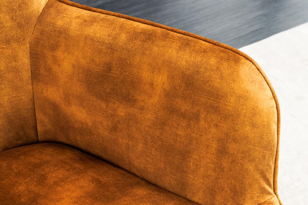 Riess Ambiente Moderner Sessel Scandinavia senfgelb Samt Schwarze Metallbeine mit Armlehnen Ohrensessel Samtsessel Loungesessel TV-Sessel Wohnzimmersessel