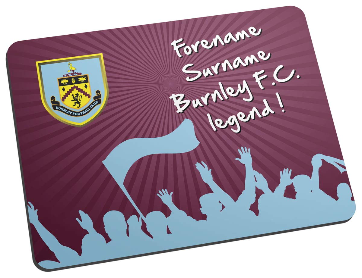 Burnley FC Personalised Mouse Mat legends, great for Clarets football supporters, fabric top, non slip mouse pad 5mm thick