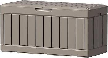 GUNJI 88加仑树脂储物箱 适用于室内外 防水防紫外线 锁able设计（浅棕色）