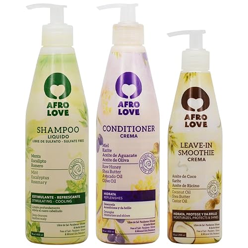 Afro love ChampĂş y Acondicionador 16oz Leave-In licuado 10oz Set Afro love ChampĂş y Acondicionador 16oz Leave-In licuado 10oz Set