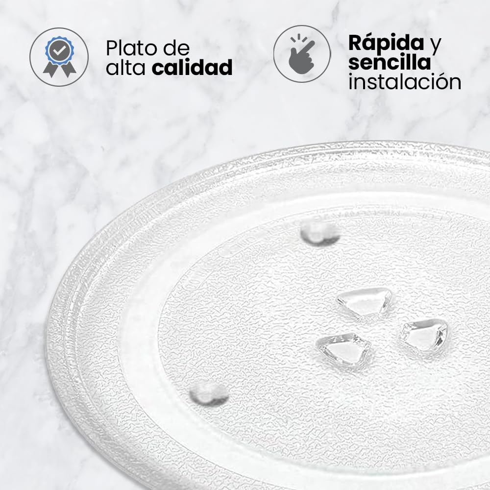 Anakel Home Plato de Microondas Giratorio con 3 Pestañas Ø28,8cm de Diámetro Exterior I Vidrio Reforzado de Larga Duración I Universal I Sistema Antideslizante I — view 5