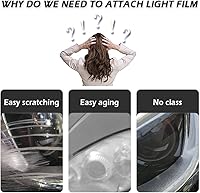 Vista 7 de Película de tinte de luz de automóvil de 12 x 48 pulgadas, protector de vinilo cortable y elástico, calcomanías autoadhesivas que no dejan marcas