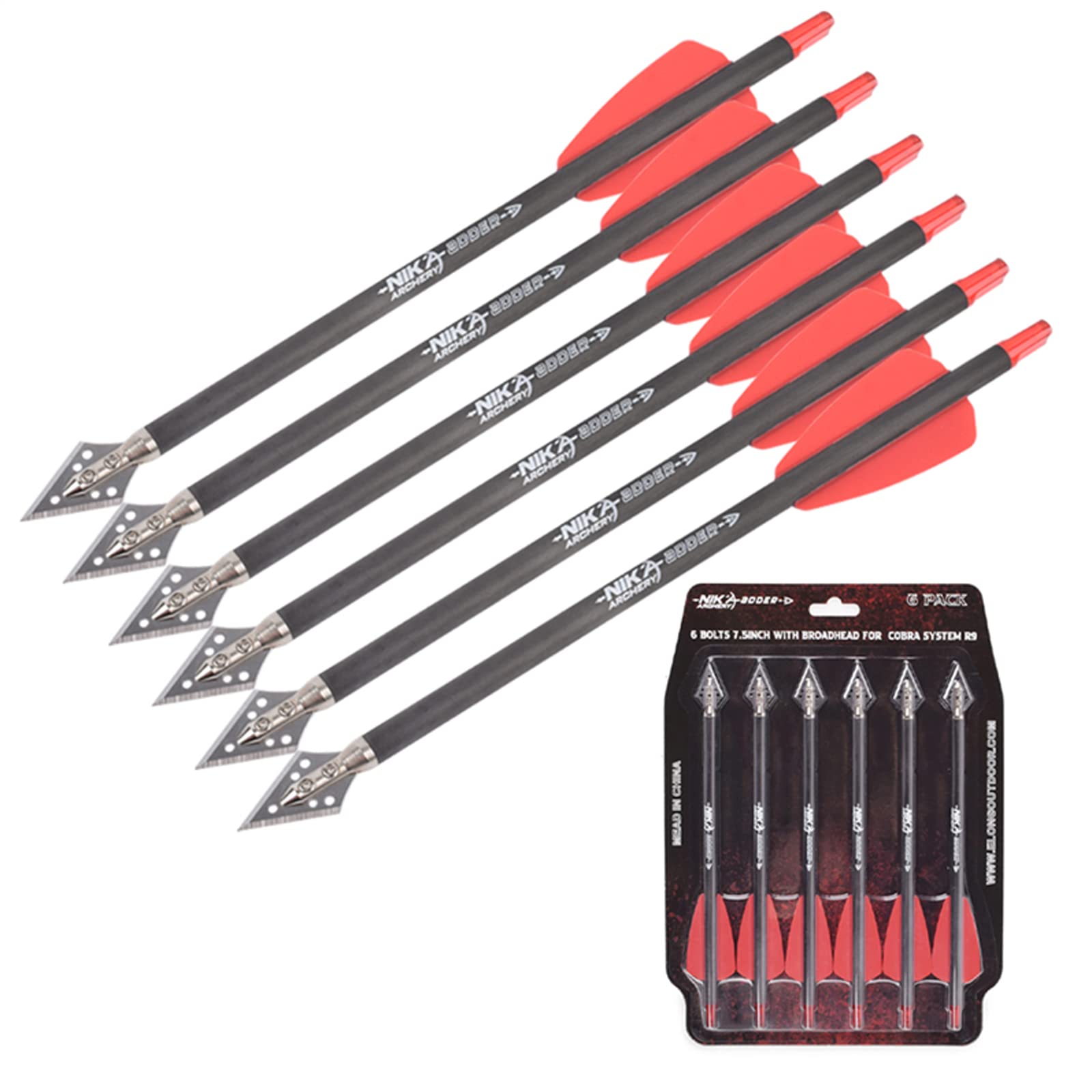 7.5" Bullone per Balestra Frecce in Puro Carbonio con 2 Lame Punte in Acciaio per Caccia all'aperto con Sistema Cobra R9 Caccia con L'Arco