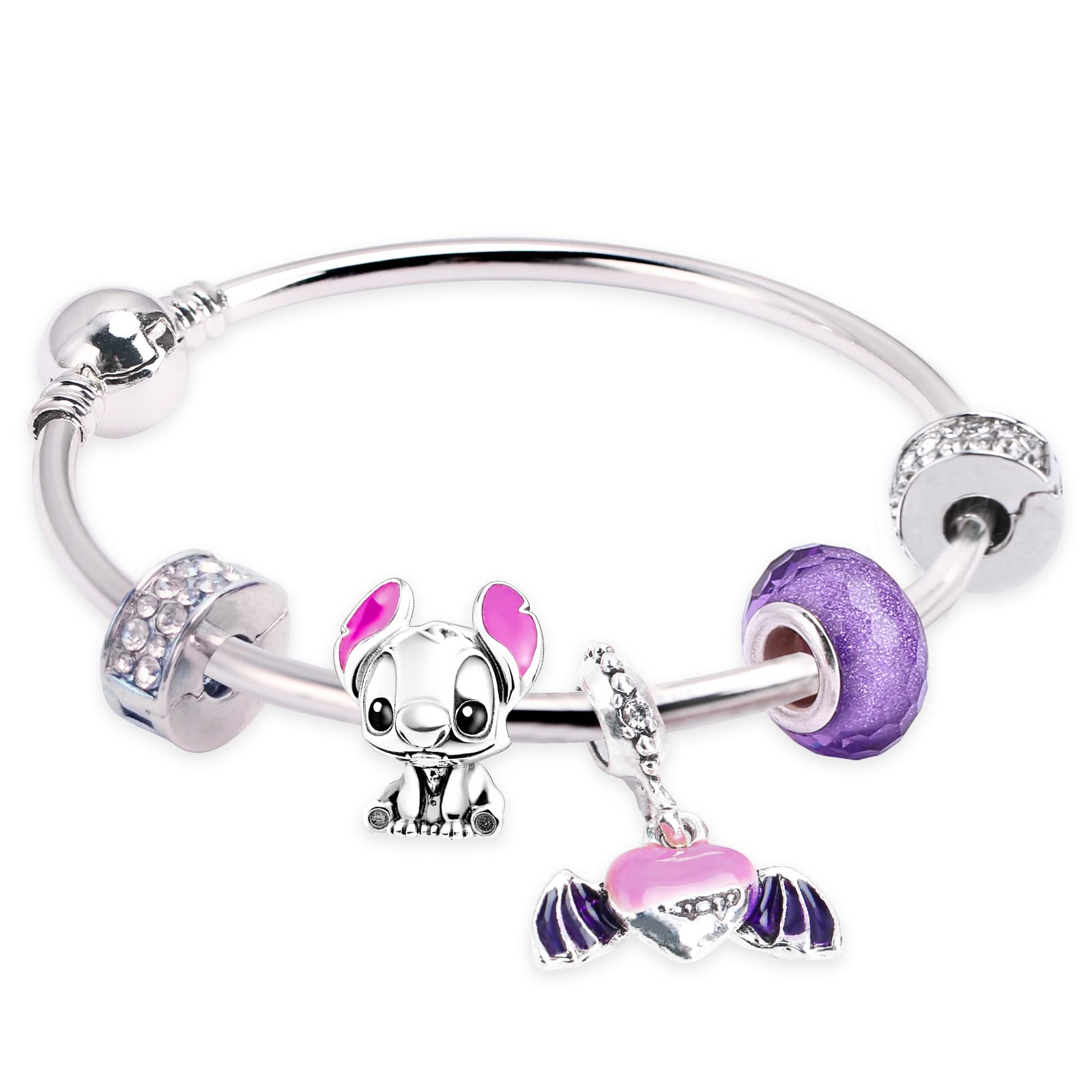 TENVAVA Stitch Bracelet Jewellery Lilo and Stitch Charm Bracelet Gifts for Daughter Niece Girls BFF Women Friendship Boyfriend Girlfriend Couple
