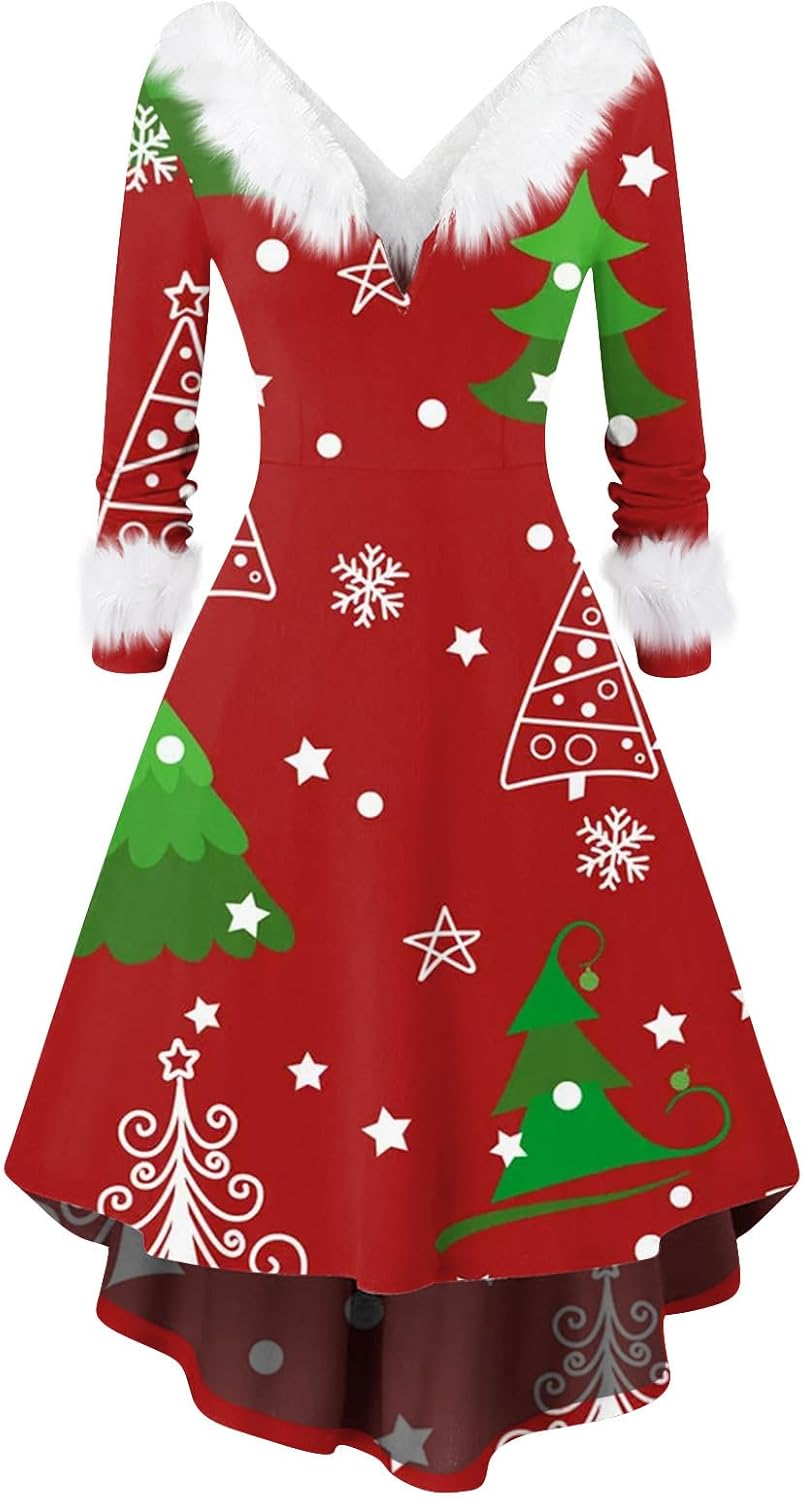 QITOHK Women's Ugly Christmas Dress 2023 Fall Fashion Long Ugly Christmas Dress