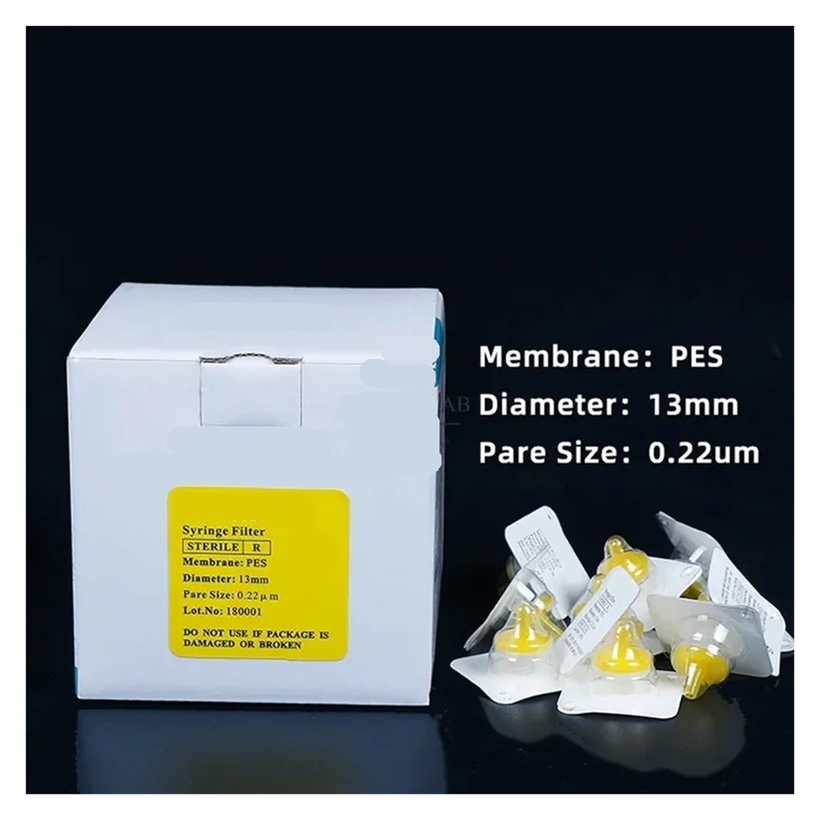 Filtro a siringa Filtro for siringa a membrana sterile da laboratorio in nylon/PES/PTFE da 10 pezzi/lotto, 13 mm, 25 mm, 33 mm, 0,22 um/0,45 um(33mm 0.45um PES)