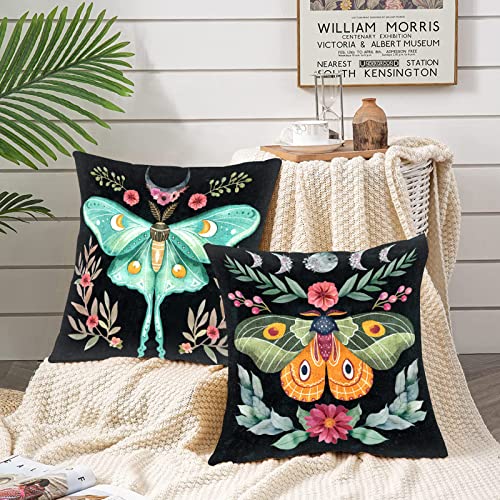 Tropical Flowers Butterfies Pillows Cover Nordic Style Throw Pillow Covers Moon Phase Pillowcase Set Of 4 Cushion Case Bohtropical Leaves Pillow For Couch Sofa Home Office Butterfly Gift(18 X 18 Inch) #TOP2
