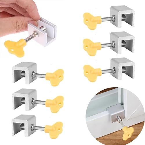 8 juegos de cerraduras de ventana, cerraduras deslizantes de aluminio ajustables, cerraduras de seguridad deslizantes con llave para dormitorio,