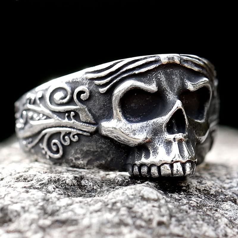 Image of 2023 Skull Ring Cool Evil Death Punk Rock Stainless Steel Rings Aly Style Jewelry