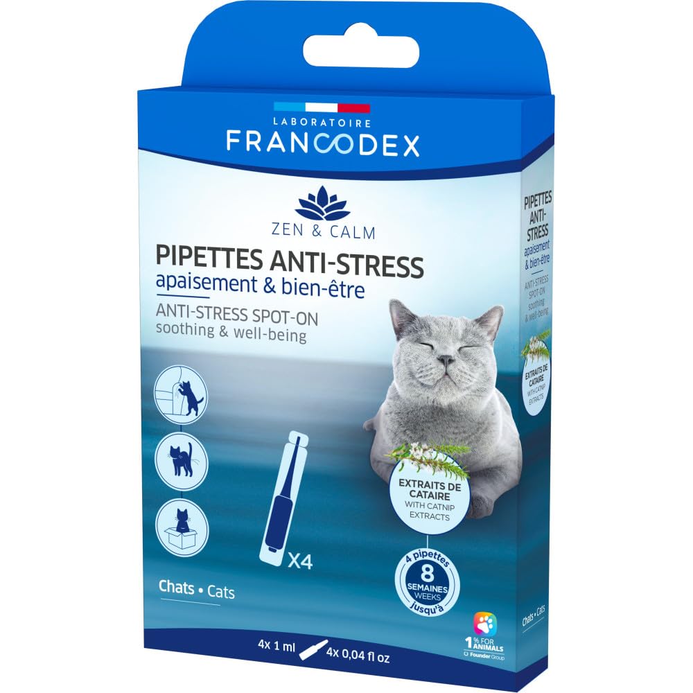 Francodex - 4 Pipettes Anti-Stress apaisant et Bien-être pour Chats