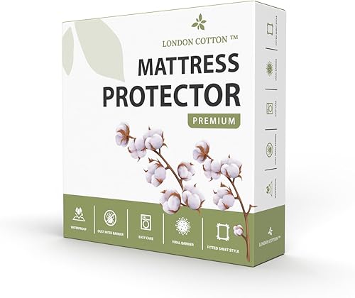 Protector de colchón premium tamaño Queen 100% impermeable, protector de colchón transpirable con bolsillo profundo, funda de cama lavable (Queen)
