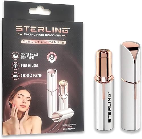 STERLING Depilación facial para mujeres, dispositivo de depilación sin dolor, removedor de vello facial portátil para mujer para bikini y piernas,