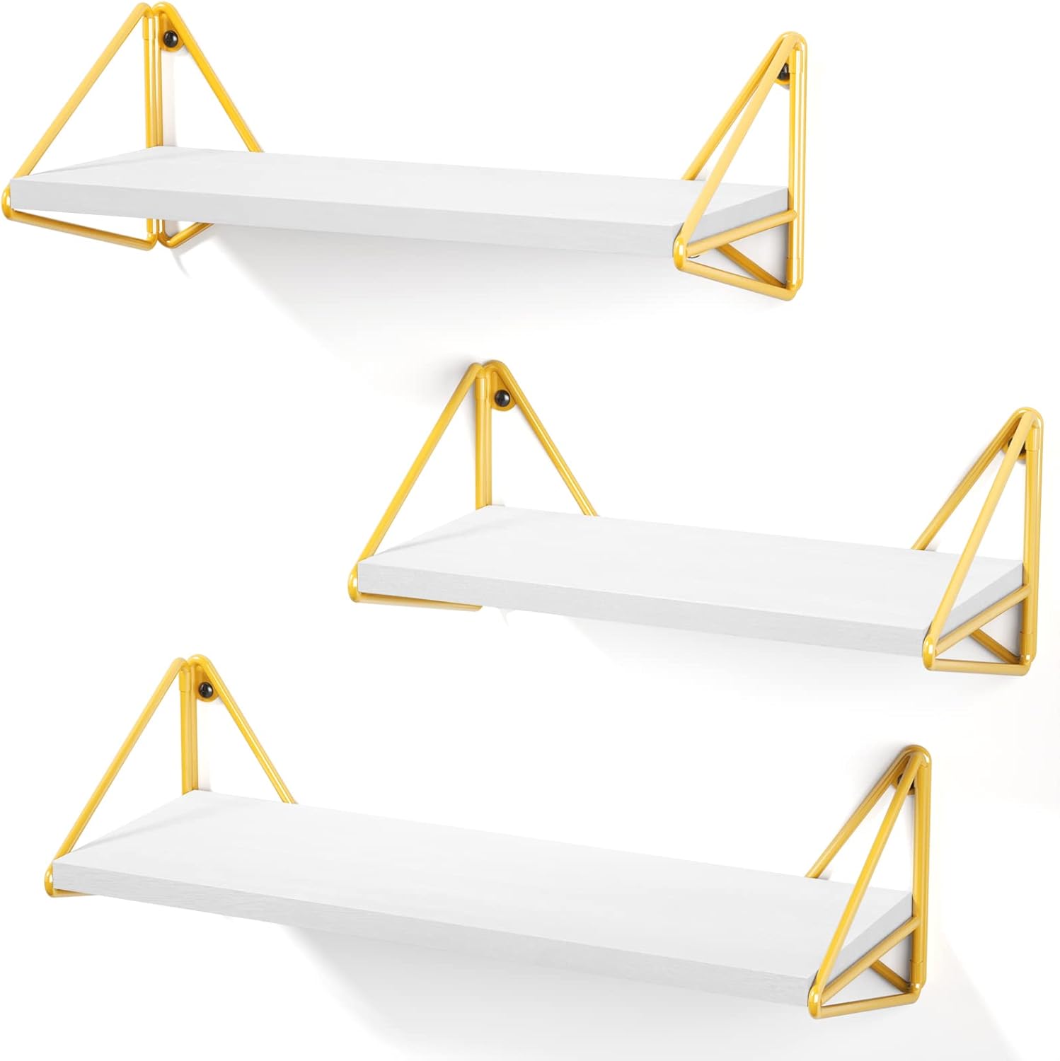 SRIWATANA Floating Shelves Wall Mounted, Rustic Wood Wall Shelves Set of 3 for