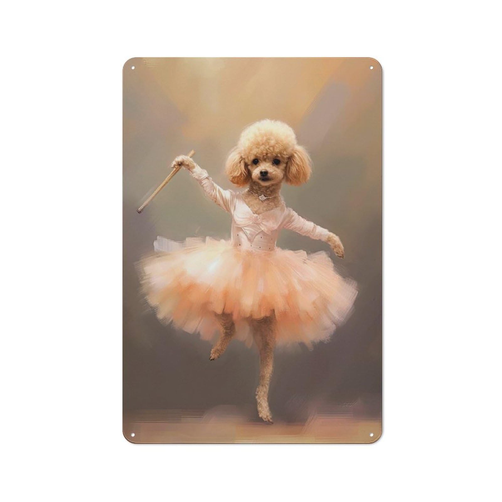 Junmoney Style-18 Toy Poodle Ballerina Modern Retro Metal Wall Decor 30X20cm, Metal Wall Sign For Loft, Studio, Office Or Creative Room