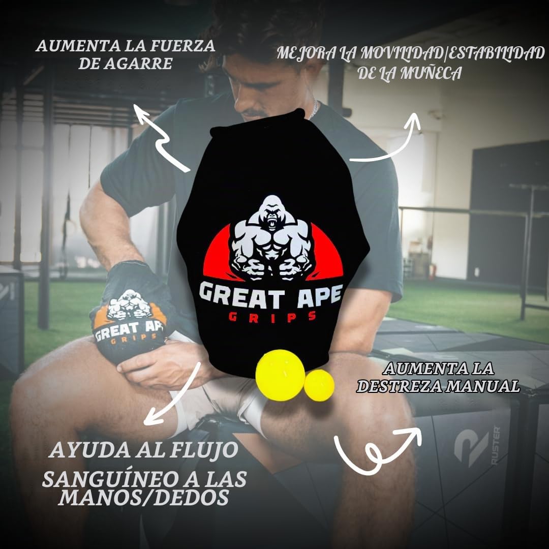 Great Ape Grips Negro, entrenador de fuerza de agarre, fortalecedor de mano, fortalecedor de antebrazo, entrenamiento de mano, entrenador de antebrazo, entrenamiento de agarre, entrenamiento de muñeca