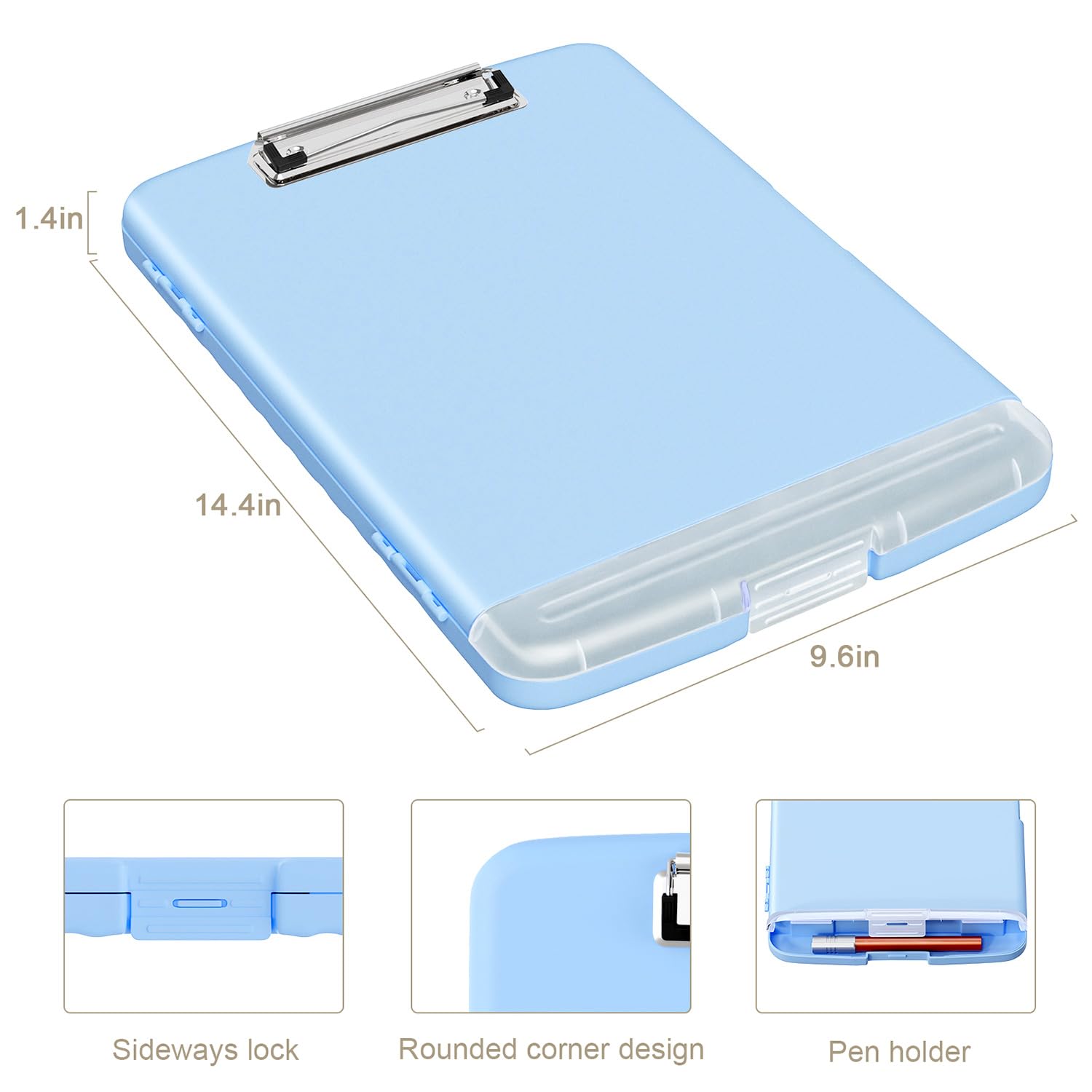 Piasoenc Clipboard with Storage, 8.5x11" Storage Clipboards with Pen Holder and A4 Legal Paper Folder, Heavy Duty Plastic - Image 3