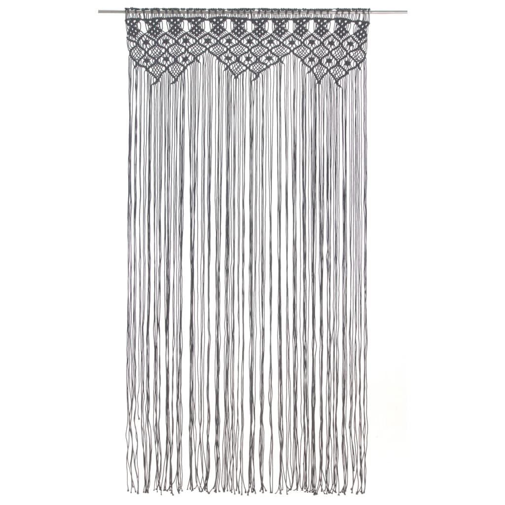 Rideau en macramé Anthracite 140x240 cm Coton Salon B | Thermique Isolant Lumiere et Anti Chaleur Rideau Fenêtre pour Chambre et Intérieur