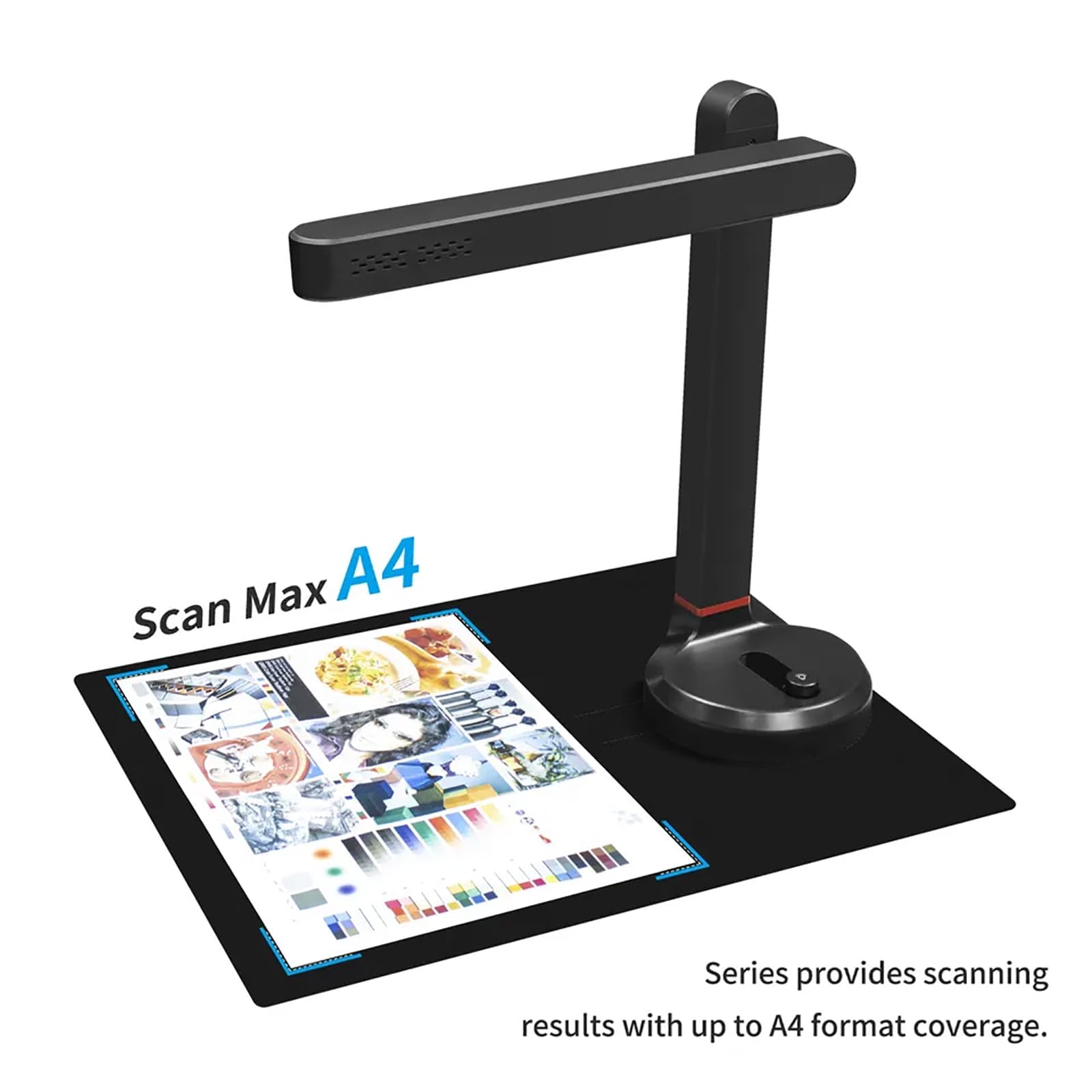 Escáner de Documentos, Cámara USB 12MP con Reconocimiento OCR | Escaneo A4 450×450mm, Corrección Automática, Diseño Plegable 90°, Conversión Word PDF TXT para Oficina y Enseñanza