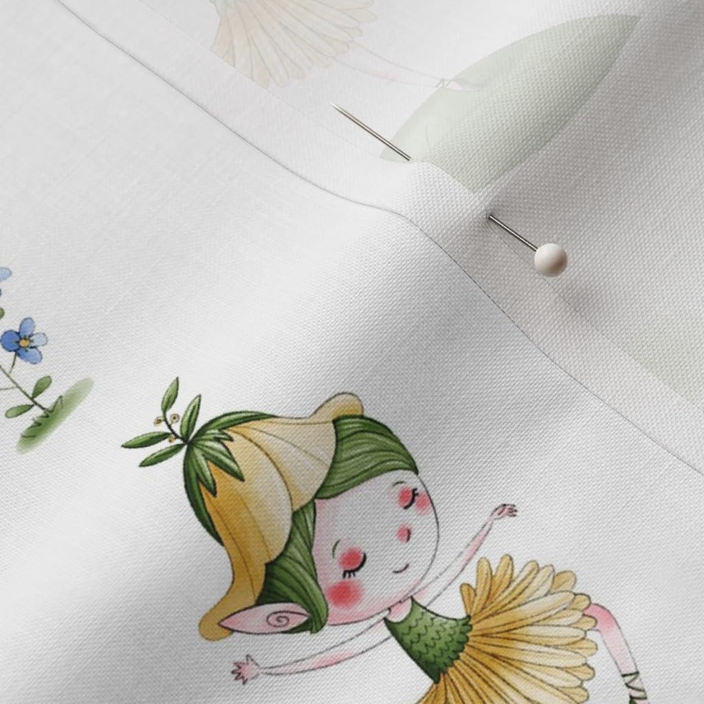 Spoonflower Fabric - Fairy Fantasy Flowers Whimsical Watercolor Creatures Nursery Decor Printed on Petal Signature Cotton Fabric by The Yard - Sewing Quilting Apparel Crafts Decor