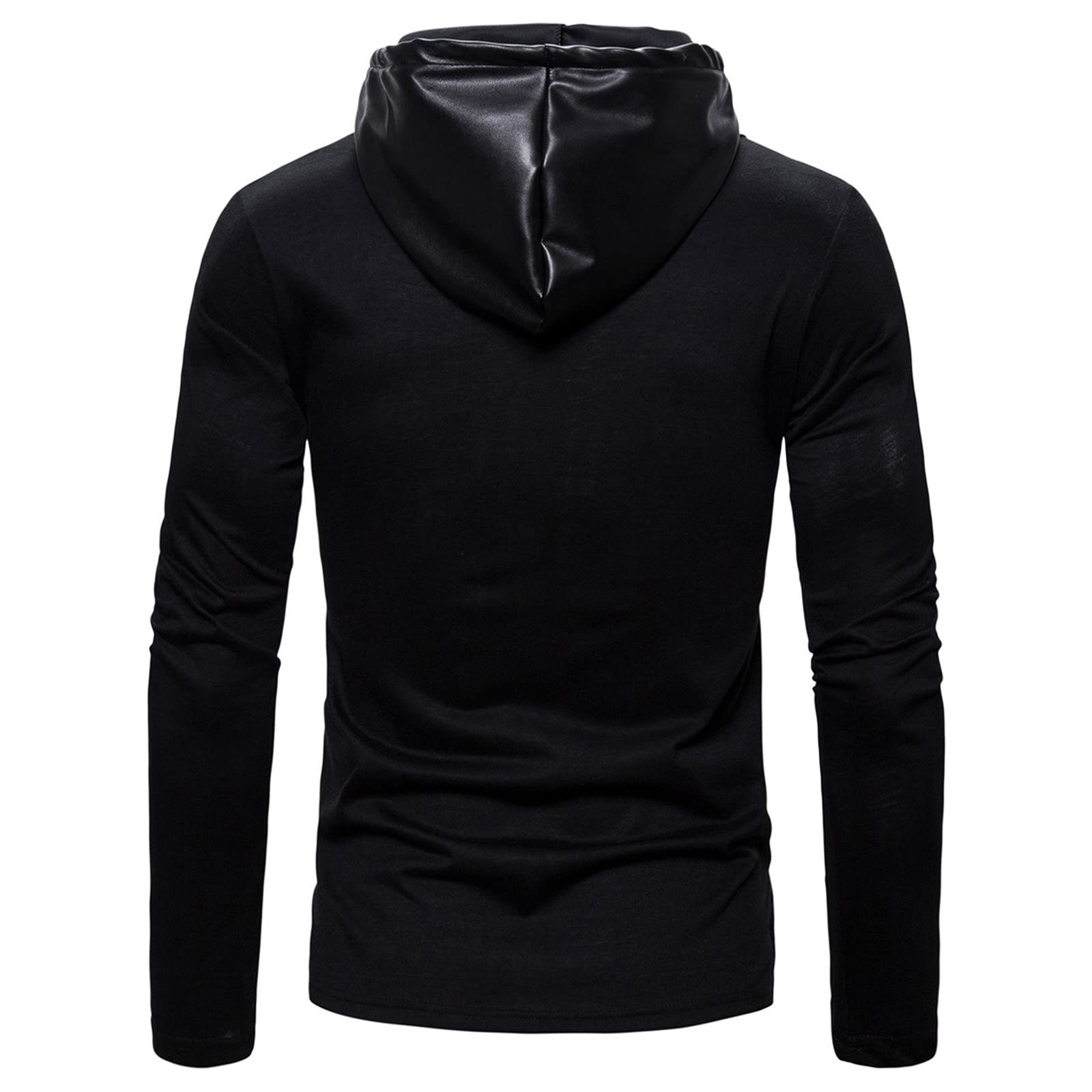 Pull en Cuir Veste Top, Veste de Moto en Cuir pour Hommes à Capuche Fermeture éclair Mode Vintage Décontracté Extérieur Coupe-Vent Veste Manteau