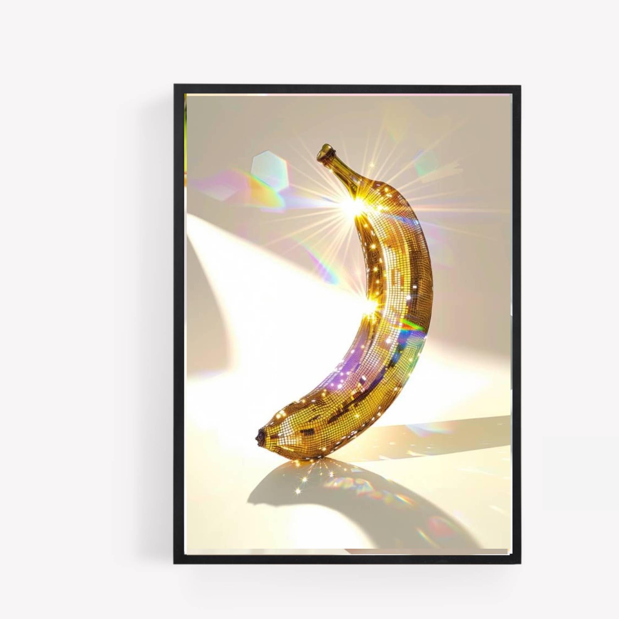 disco mirror ball banana fruit A4 UNFRAMED PRINT PICTURE aesthetic preppy kitchen wall art Home decor Decorating gift