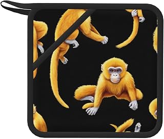 Multiple Golden Monkeys 1 PC Square Silicone Anti-scalding mat - 7.1 inches, Suitable for Frying Pans, ovens, Grills, Tea Sets