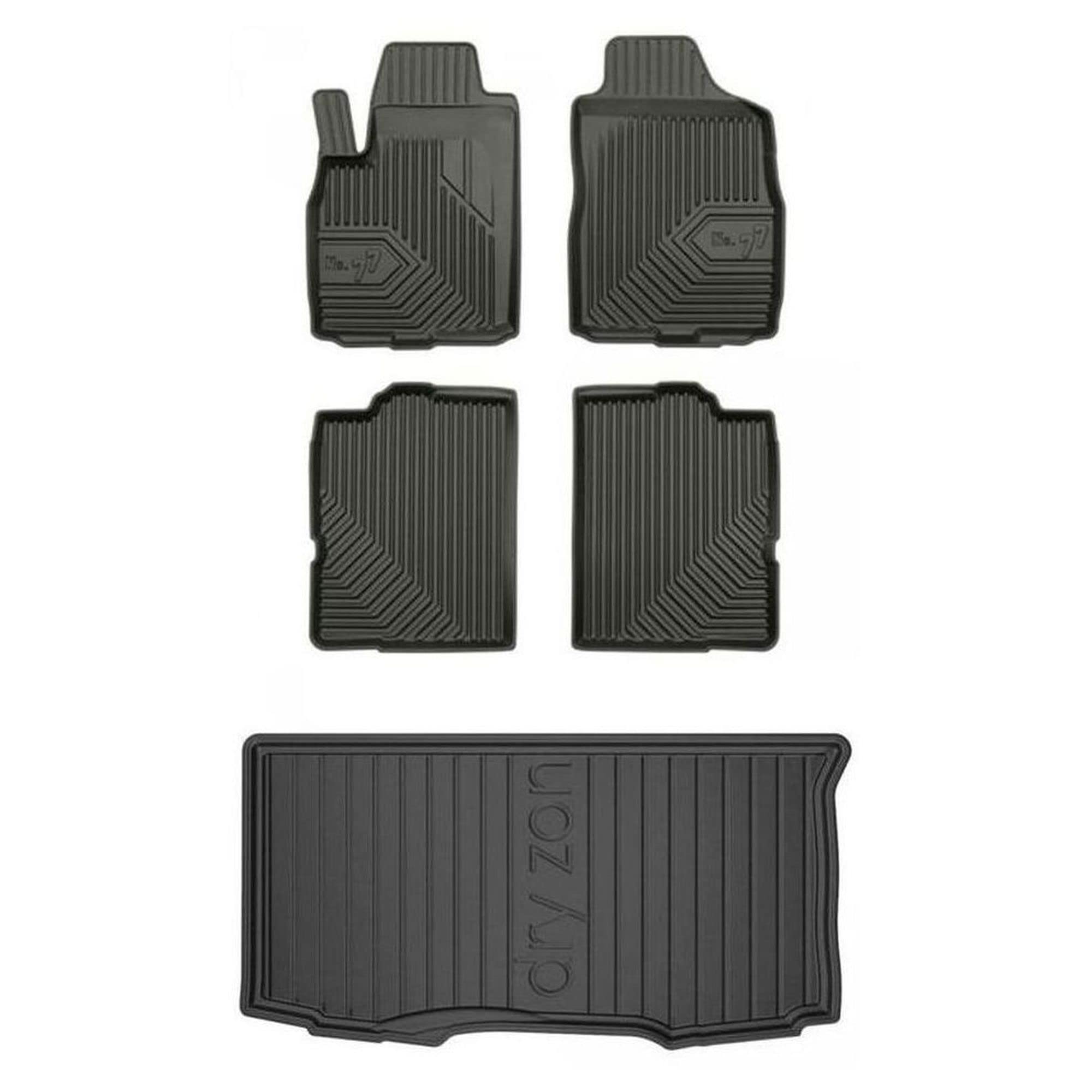 MOTOS Set di tappetini in gomma e tappetini per il bagagliaio per Fiat Panda II 2003-2012 Migliorare il comfort di viaggio con tappetino antiscivolo auto 3D- tappetini per tutte le stagioni auto, prot