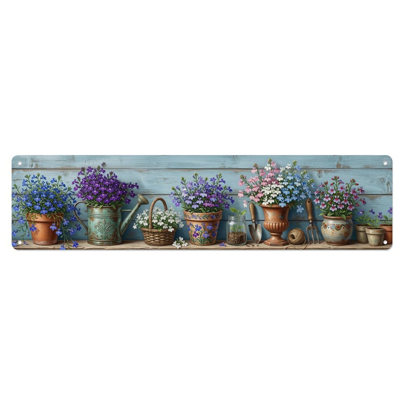 Fqnyr Style Metal Tin Sign Garden Tools Vintage Lobelia Edging Pattern