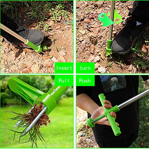 YTYL Manual Weeders Three-Claw Long Handled Lightweight Outdoor Stand Up Garden Puller Root Remover+Shovel Manual Weeder+Gardening Latex Gloves