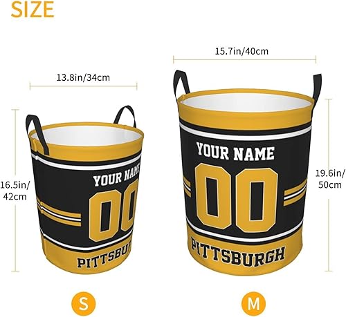 Miniatura 4 de Cesta de lavandería personalizada de Pittsburgh, cesta de lavandería personalizada con nombre y número, cesta de almacenamiento plegable para