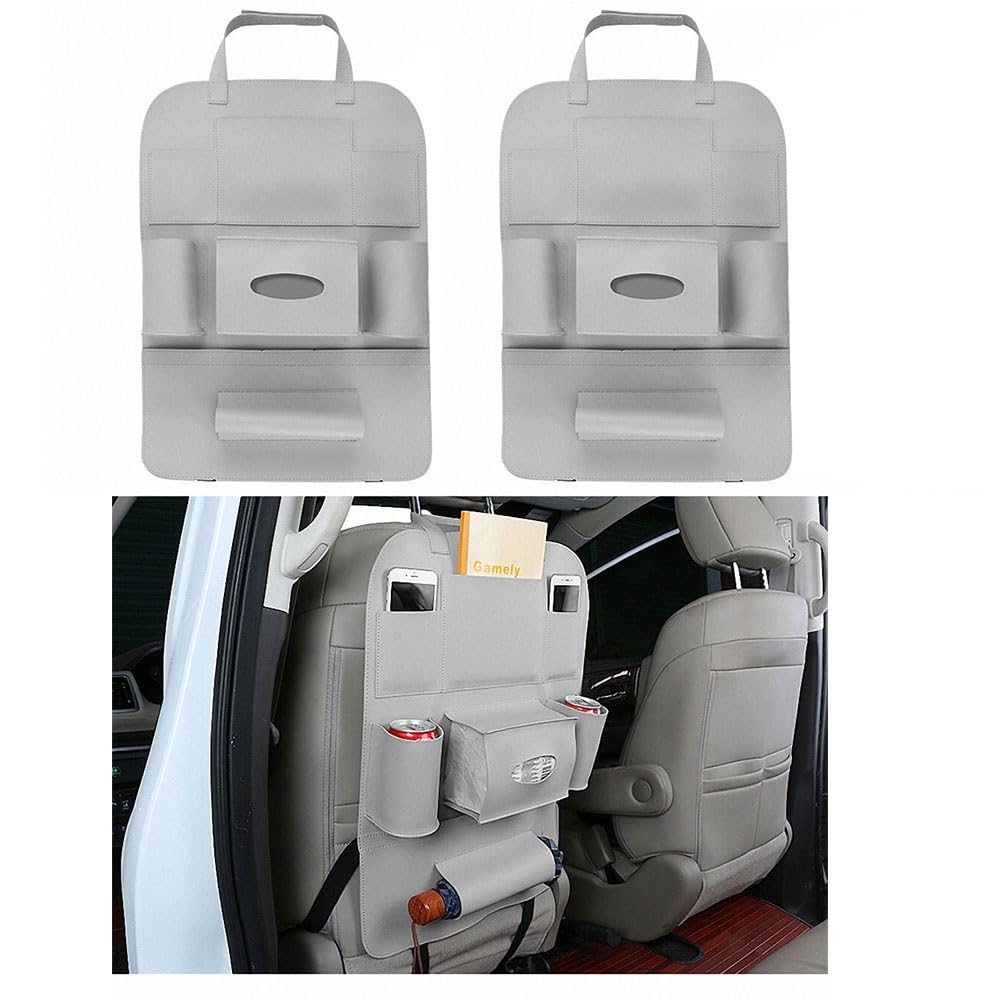 Oshotto Car Backseat Storage Organizer Phone Holder,Multi-Pocket for Bottles, Tissue Boxes,Kids Toy Storage and Great Travel Accessory Compatible with Mahindra Xuv-500 (Set of 2) - Dark Grey-image-23