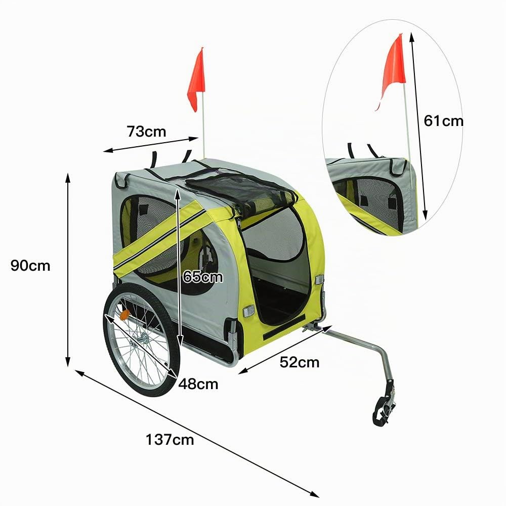 Multi-Function Chariot de Transport pour Animal de Compagnie,Remorque pour vélo pour Animaux domestiques,Pliable avec fenêtres de Transport