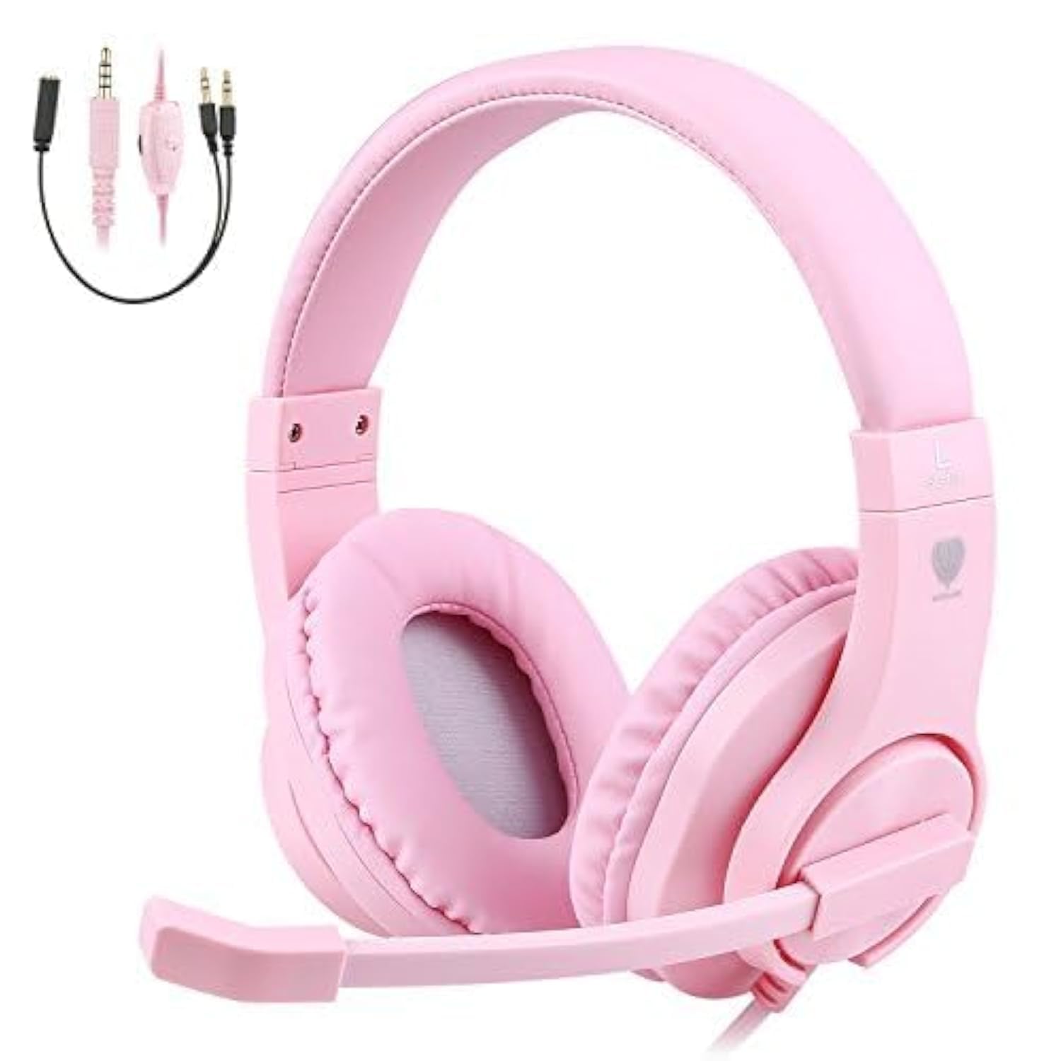 PC Kids Gaming Headset with Microphone Wired Xbox Headset with mic PS4 Gaming Headphones with Microphone Gamer PS4 Headset with Mic Stereo Sound & Noise Cancelling for Switch Computer(Pink)