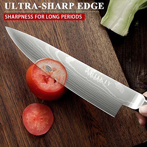 Professional Chef Knife 7 Inch, Japanese Kitchen Knife Made of German High Carbon Stainless Steel with Ergonomic Handle