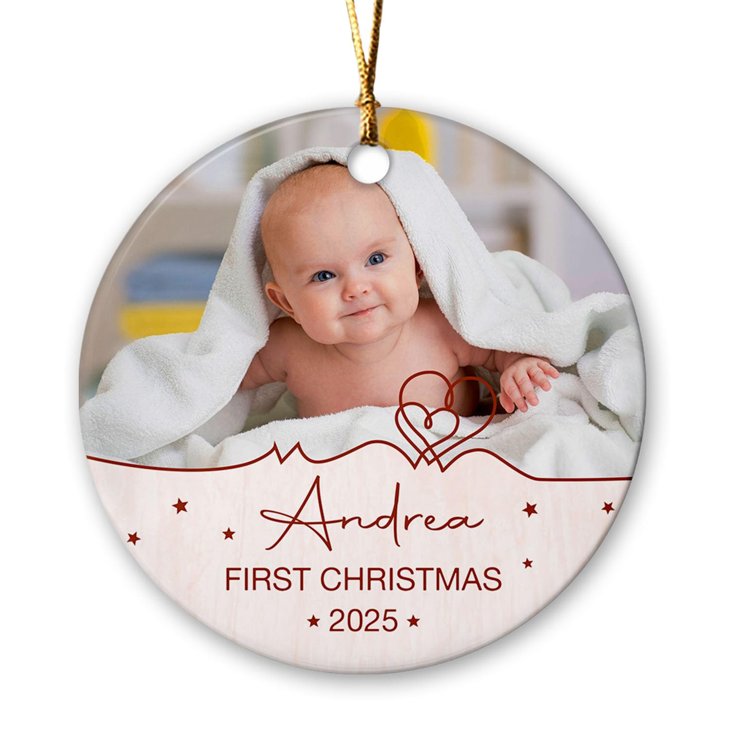 Custom Baby First Christmas Ceramic Ornament 2025, Customized New Baby Gift for New Parents, Photo Baby's 1st Xmas Keepsake, Personalised Xmas Baby Ornament, Personalized Name Newborn Baby Ornament