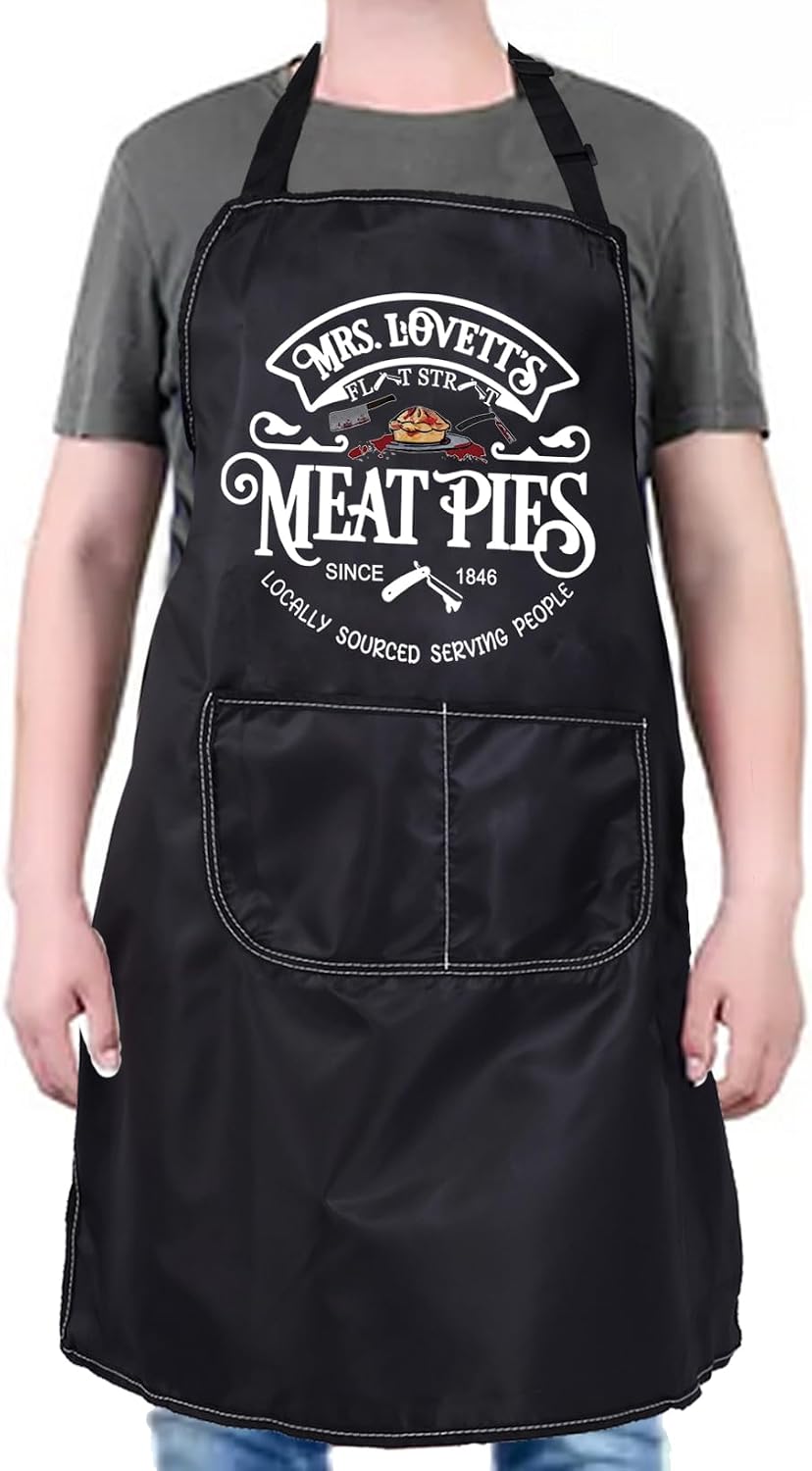 PXTIDY Funny Mrs. Lovett's Meat Pies Kitchen Apron Fan Gift Movie Lover Cooking Apron