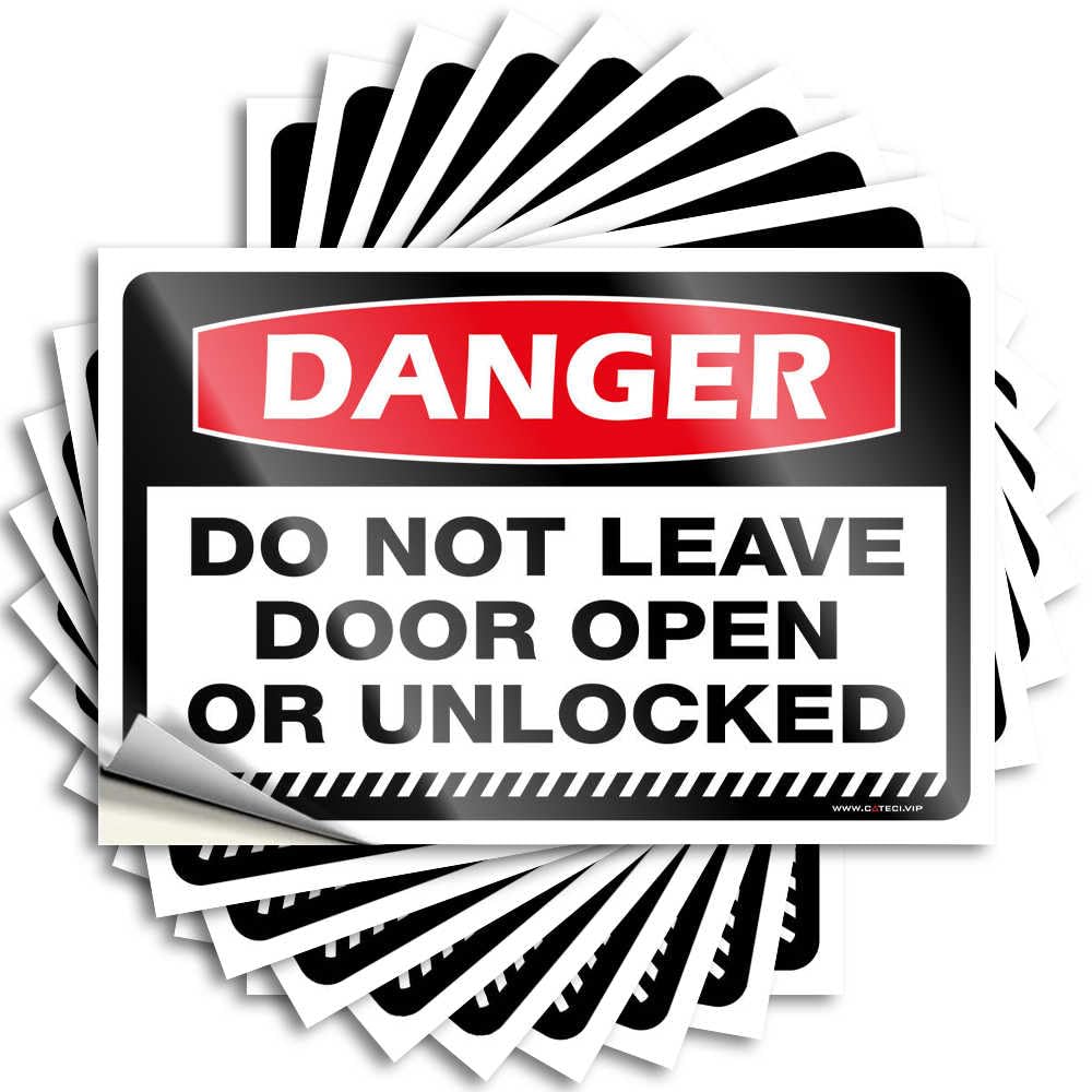 Square, Decal Water Danger Do Not Leave Door Open Or Unlocked | Stone Plain(12X18CM)