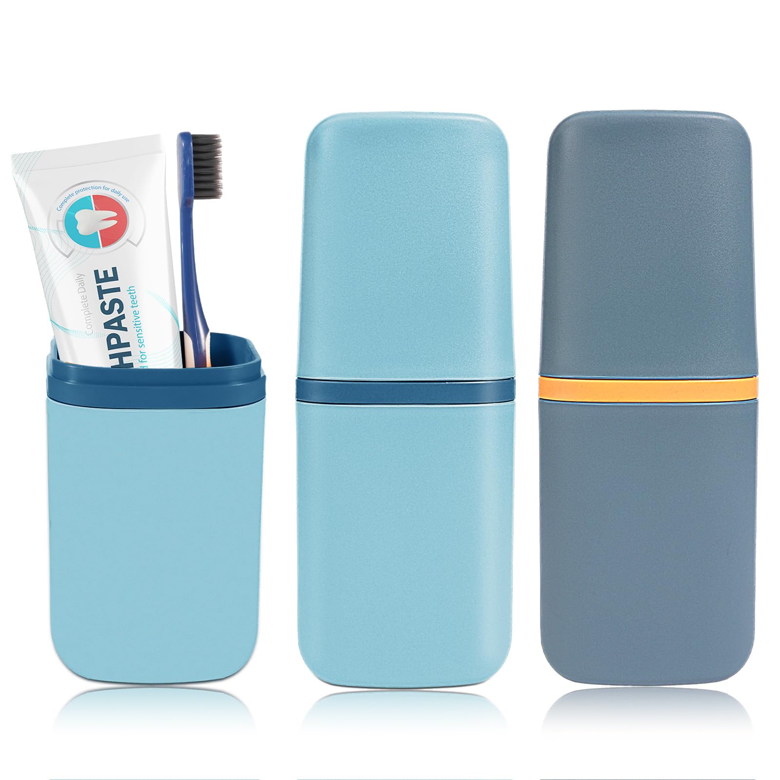 Molain 2 Pack Travel Toothbrush Cup Case, Portable Travel Toothbrush Holder with Cover Toothbrush Travel Container Toothbrush and Toothpaste Storage for School Camping Business Trip Bathroom