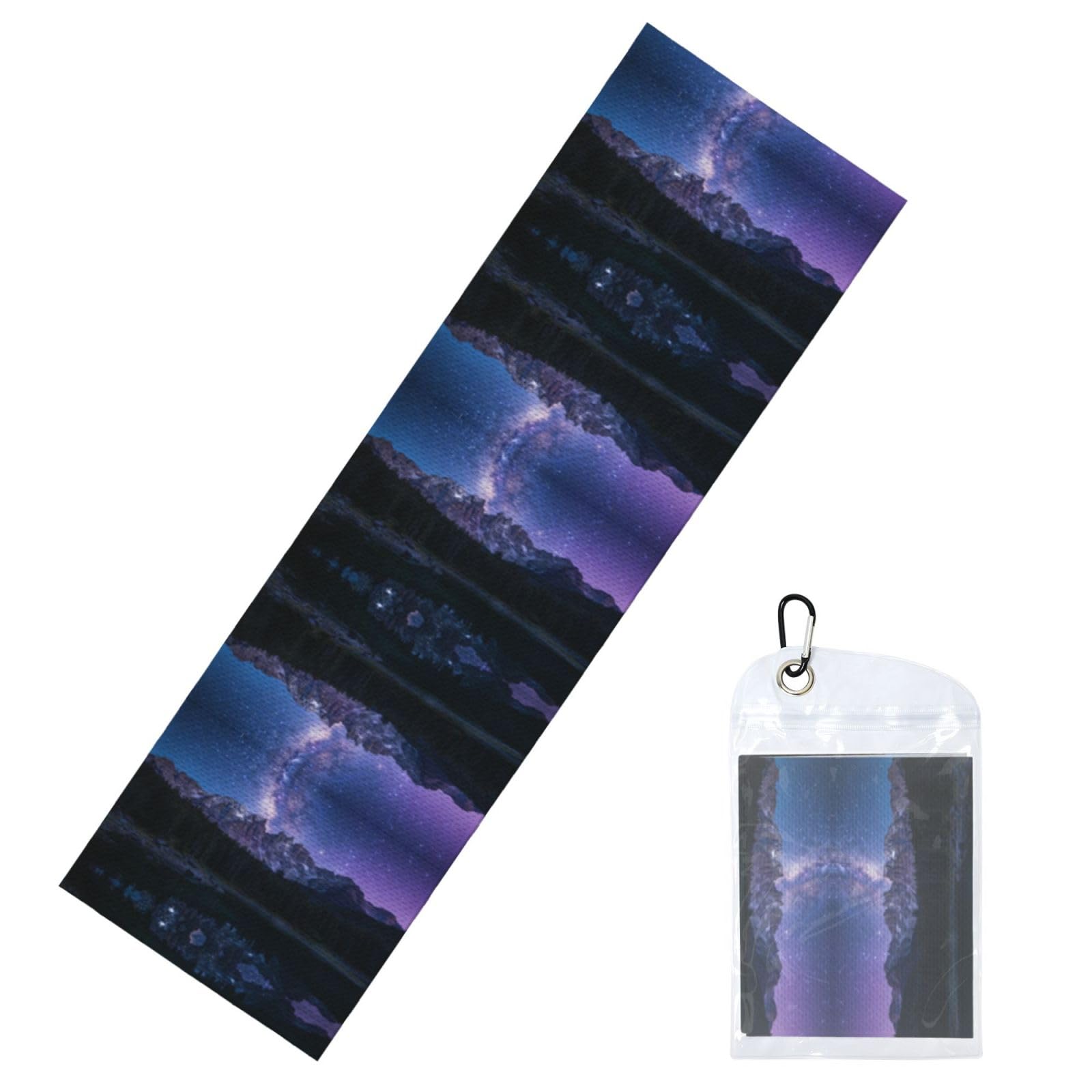 DUYIOKH Starry Mountain Lake Print Cooling Towel, Portable Towel for Gym Workout Golf Beach World Cup Sports Hot Weather