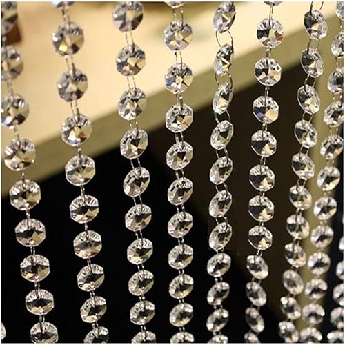 Colorsheng Guirnalda de cristal acrílico de 33 pies con cuentas octágonas para colgar en bodas, fiestas, árbol de Navidad, decoración de candelabros