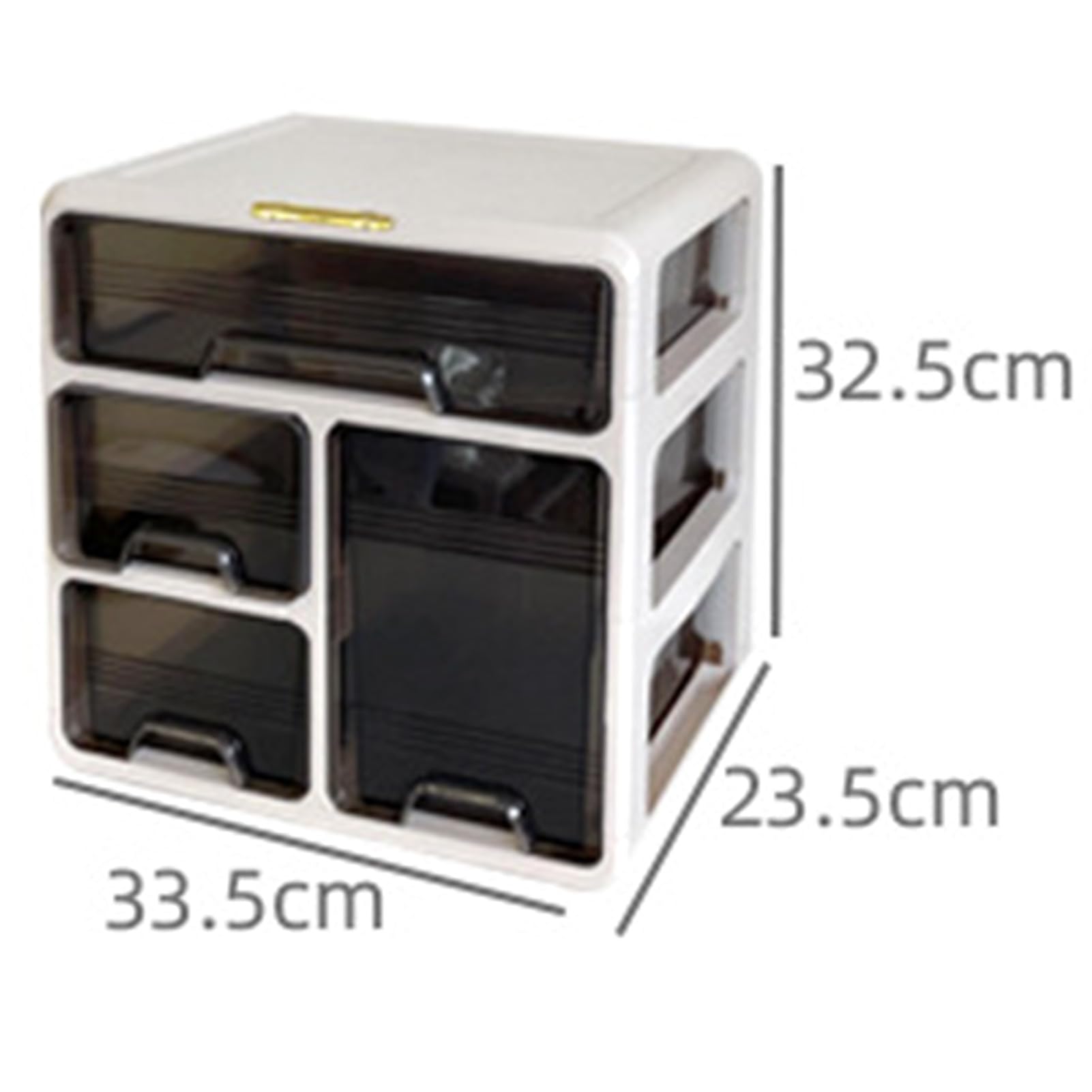 Organizer da scrivania con cassetto, scatola portaoggetti da scrivania in plastica, durevole, resistente agli urti, robusta organizzazione per l'home office, crema (3 livelli)