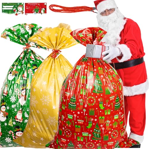 3pcs Extra Large Christmas Sacks for Gifts Bags 36 x 56 inch