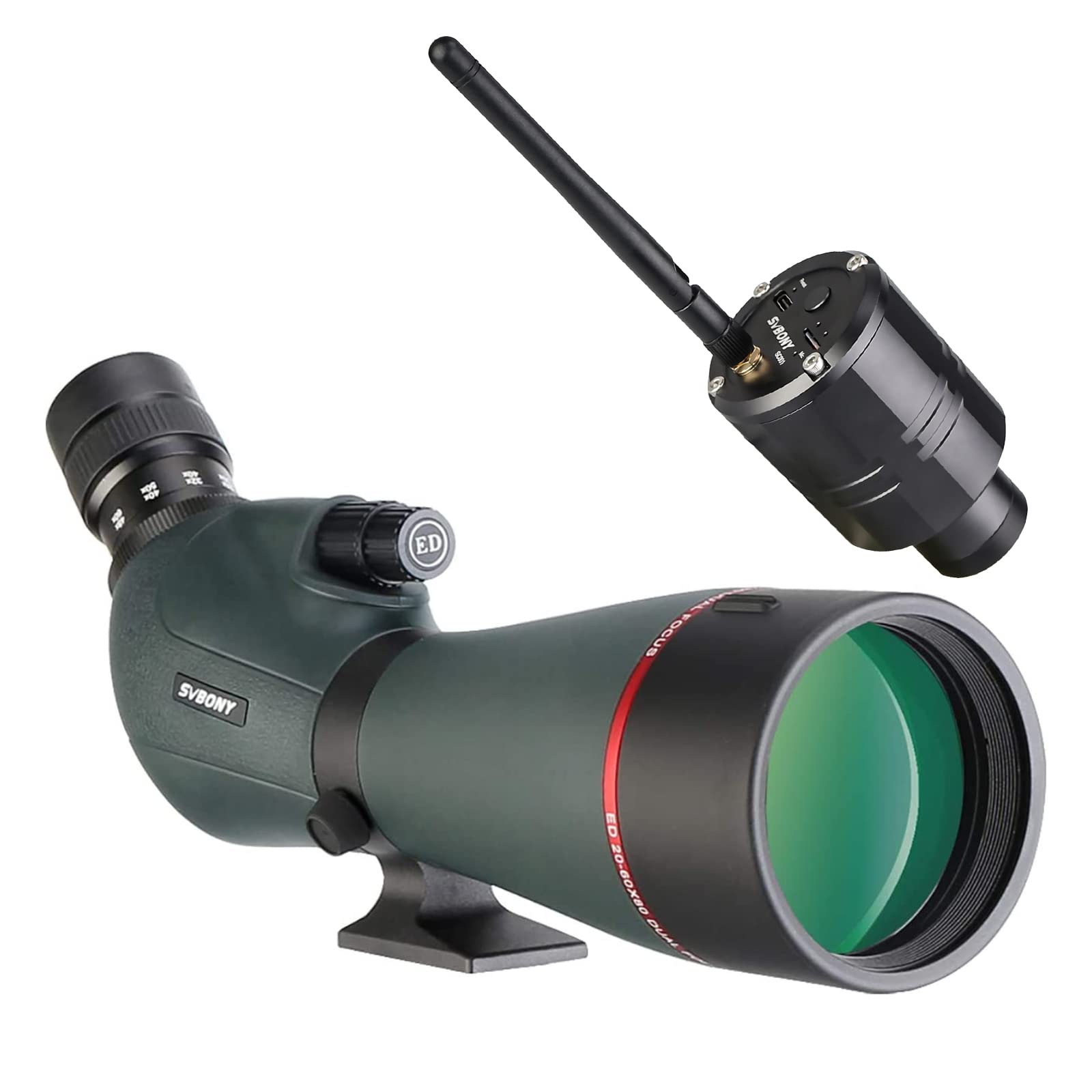 Svbony SV406P 80ED Spektiv mit 2MP WiFi Kamera, Dual Fokus, Austauschbares 1,25 Zoll Astronomie Okular, ED Glas BaK4 Prisma FMC Optik wasserdichte Spektive für Vogelbeobachtung