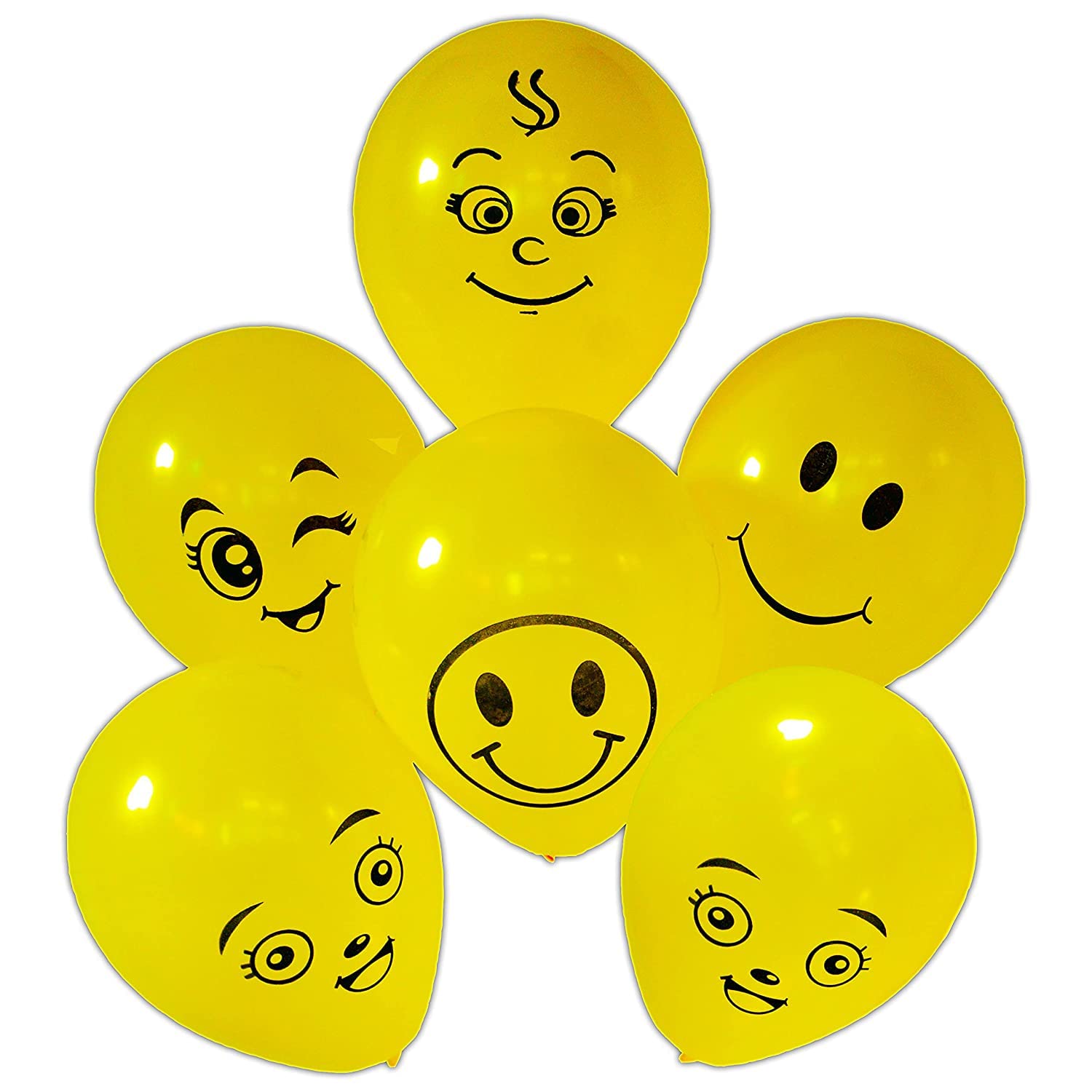ToyGiftZone Yellow Smiley Balloon (Pack of 25) Printed Face Expression